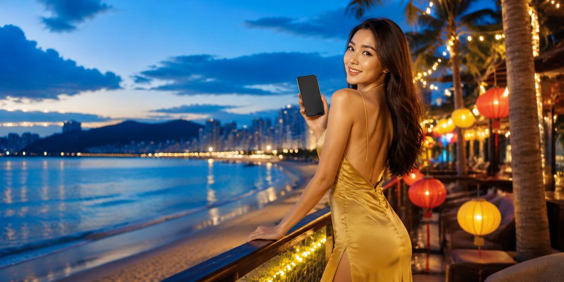 Cảnh biển và người chơi cá cược trên di động tại Đà Nẵng